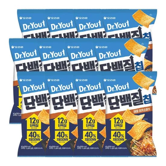 오리온 닥터유 단백질칩 해물야끼소바맛 60g x 12개입