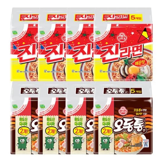 오뚜기 진라면 매운맛 120g 20개 + 오동통면 120g 20개 (총40개입)