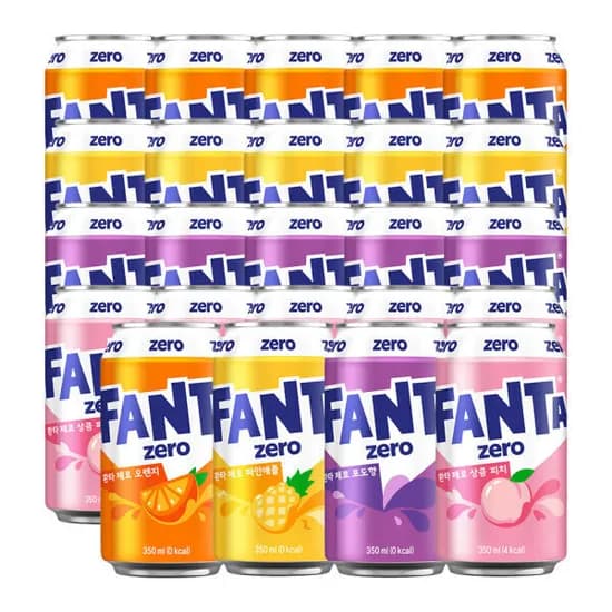 환타 제로 오렌지 파인 포도 피치 350ml 4종 6입 총 24캔