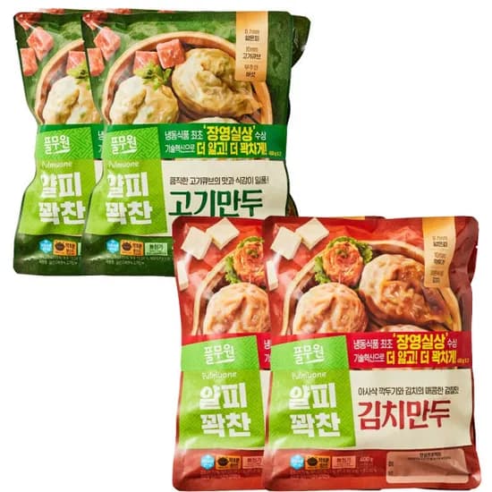 풀무원 얄피꽉찬 만두 400G X 8팩 (고기4 + 김치4)