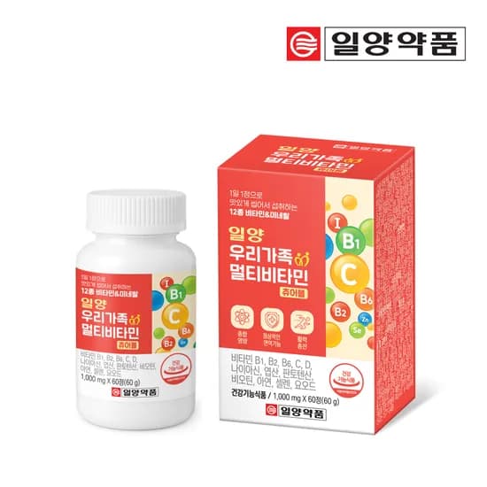 역대급특가) 일양약품 우리가족 멀티비타민, 사과맛, 60개, 2개