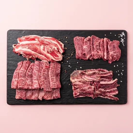 하루특가) 배터지는 소고기 한판 세트, 등심살 300g + 살치살 200g + 부채살 200g + 갈비살 200g + 우삼겹 300g, 1.2kg, 1세트