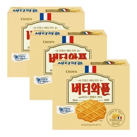 크라운 이즈니 버터와플 158g 3개입