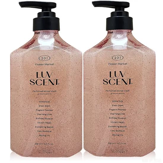 하루특가) 럽센트 스크럽 워시 플라워마켓, 화이트 튤립향, 500ml, 2개