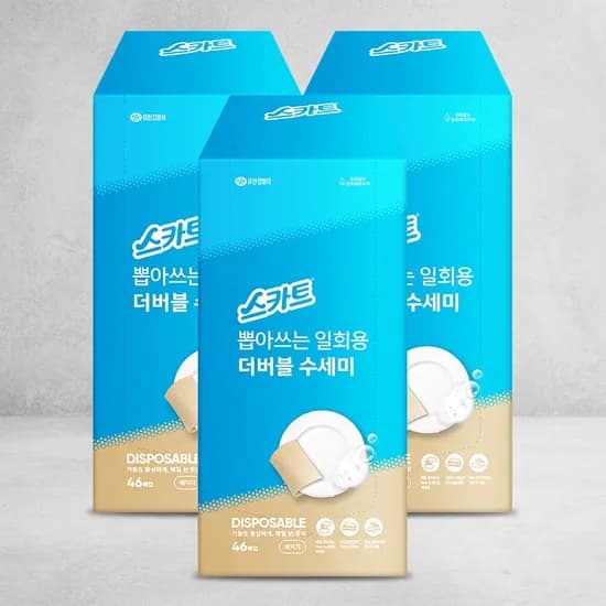 스카트 뽑아쓰는 일회용 더 버블 수세미 베이지 46매입 3팩