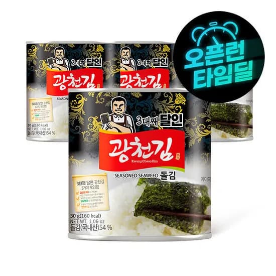 광천김 3대째 달인 돌캔김 30g 4캔