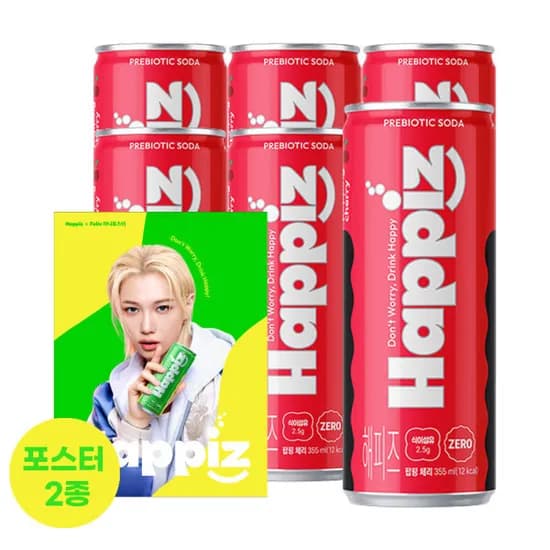 해피즈 팝핑체리 제로 355ml 캔 12입