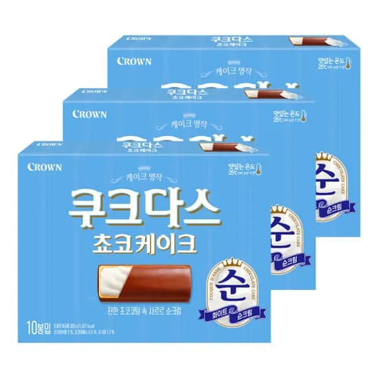 크라운 쿠크다스 쵸코케이크 202g 3개