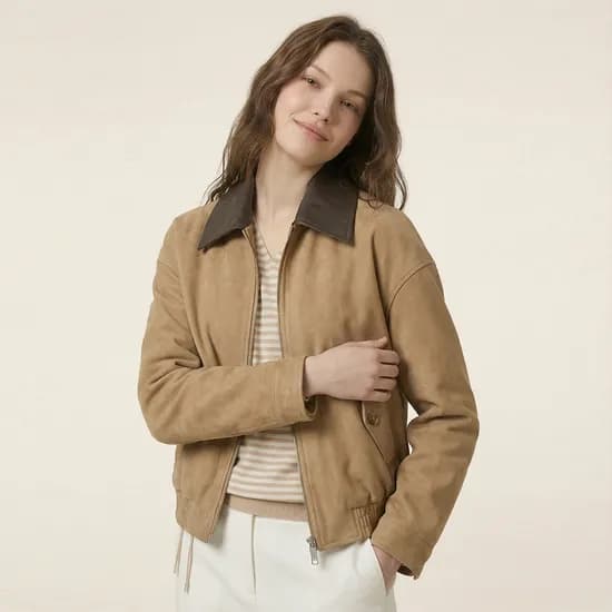카시바디 FAUX 레더 배색 카라 점퍼 블랙 55 1장
