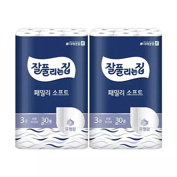 잘풀리는집 3겹 패밀리소프트 27m 30롤 2개