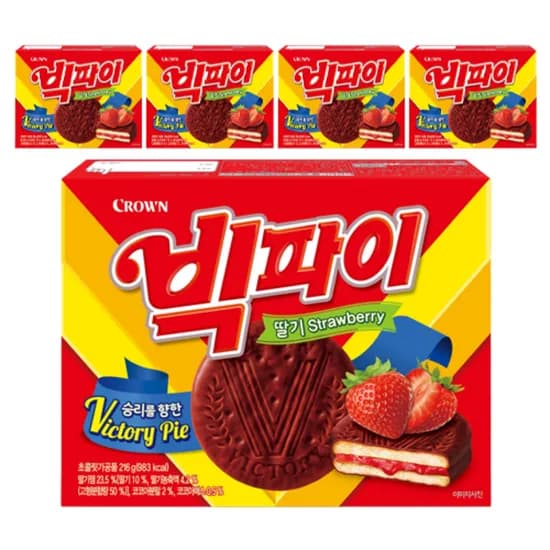 크라운 빅파이 딸기 216g 5개 9,550원