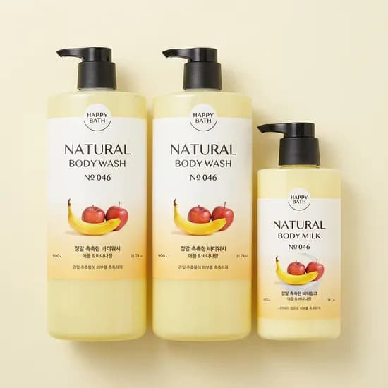 해피바스 정말 촉촉한 바디워시 애플 바나나향 900ml 2개 외 바디밀크 400g 1개