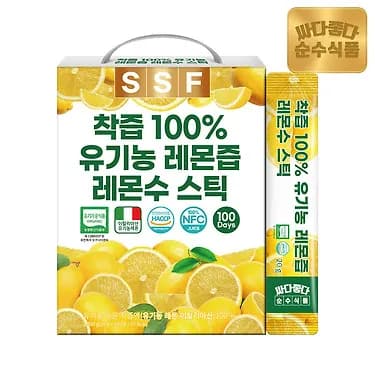 순수식품 유기농 레몬즙 1박스(100포) 대용량 착즙 100% NFC착즙