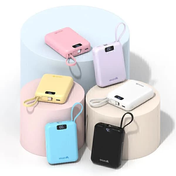 밸류엠 PD 22.5W 고속충전 C타입 케이블 일체형 미니 보조배터리 10000mAh 2개