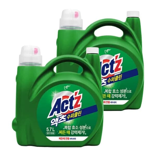 액츠 수퍼클린 찌든때 액체세제 5.7L 2개 겸용