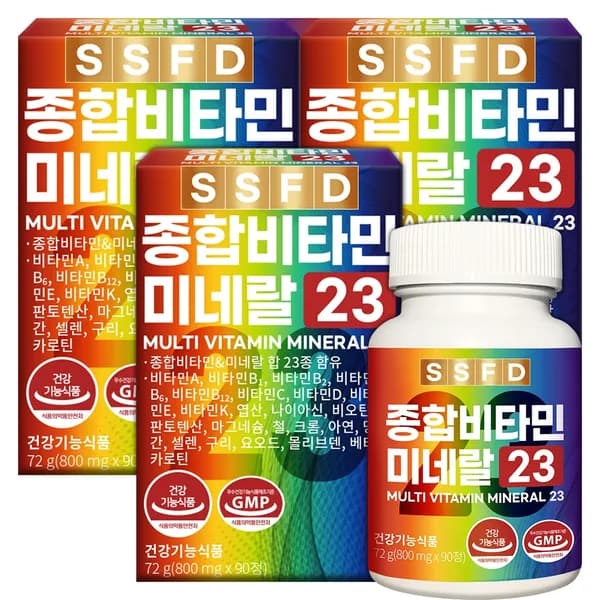 순수식품 종합 멀티 비타민 미네랄 23종 9개월분 90정 3박스