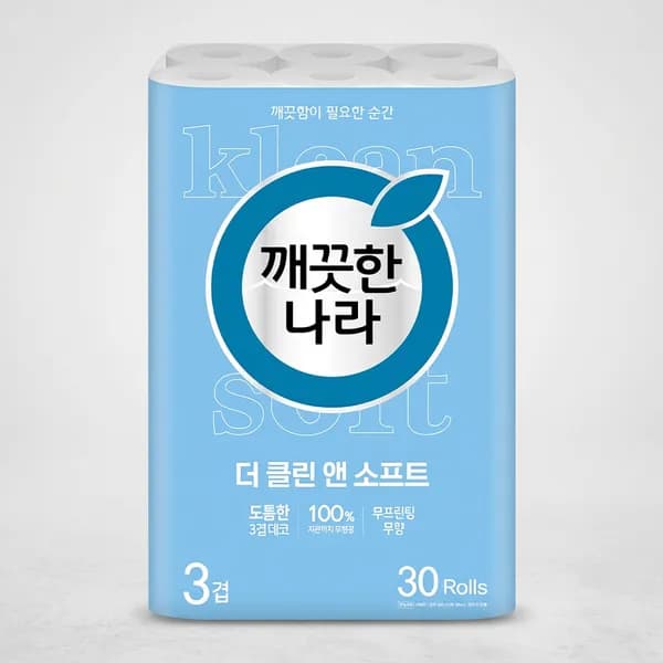 깨끗한나라 더 클린 앤 소프트 30m 30롤 1팩 13,780원