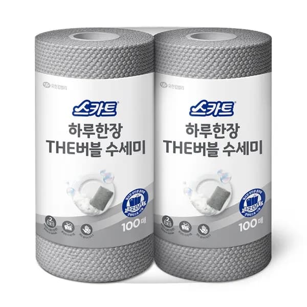 스카트 하루한장 THE버블 수세미 그레이 100매 2입
