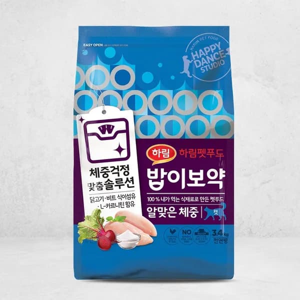 하림펫푸드 밥이보약 CAT 알맞은 체중 닭 3.4kg 1개