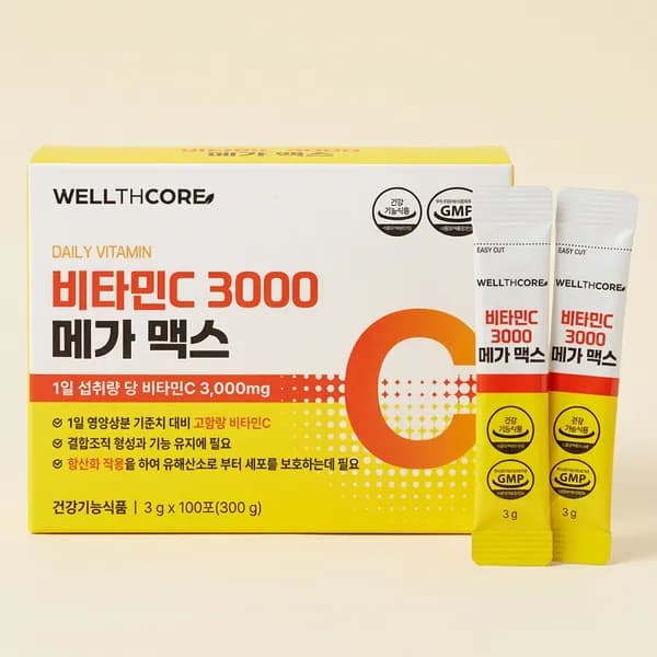 선착순특가) 웰스코어 메가도스 비타민C 3000 메가 맥스, 3g, 100포, 1개
