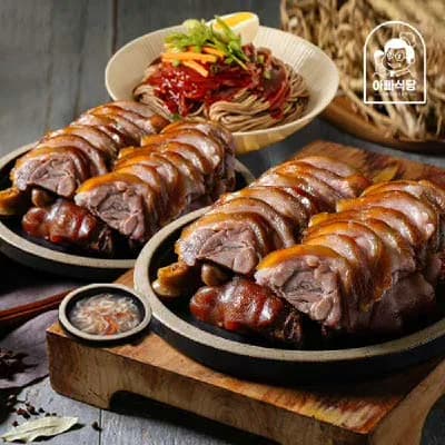 아빠식당 황기순살 족발 300g 2팩+비빔막국수 1세트+새우젓소스 1팩