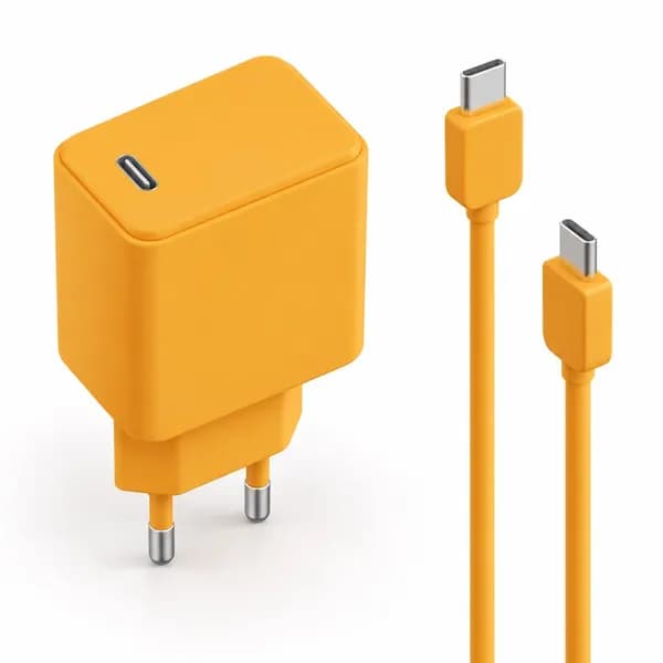 Nucle 팅글탱글 PD 20W 고속 충전기 + 60W C to C 초고속 케이블 오렌지 1m 1세트