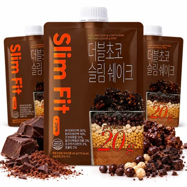 익스트림 단백질 20g 슬림쉐이크 더블초코 45g 7포 1세트