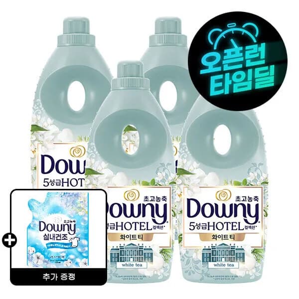다우니 호텔컬렉션 섬유유연제 화이트티 1L 4개 + 다우니 섬유유연제 200mL