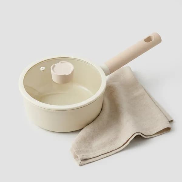 자이글 블룸 인덕션 겸용 티타늄 코팅 편수냄비 아이보리 18cm