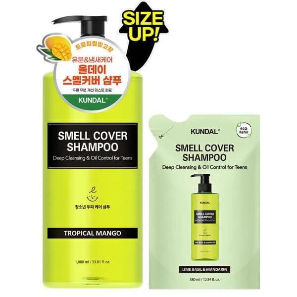 쿤달 대용량 올데이 정수리냄새커버 청소년샴푸 2종 1000ml+리필팩 380ml 증정