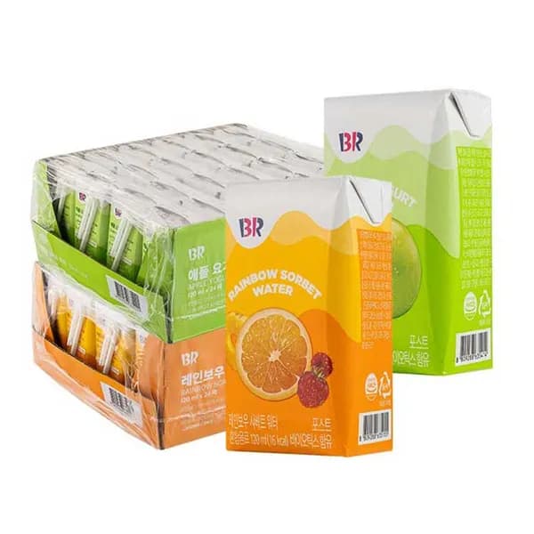 배스킨라빈스 과즙워터 애플요거트 + 레인보우샤베트 120ml 24팩 + 24팩