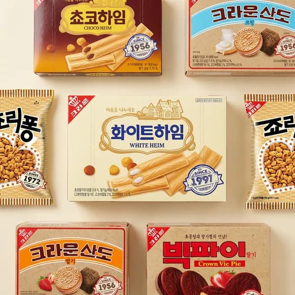 크라운제과 레트로 6종 과자 간식세트 6개 1세트