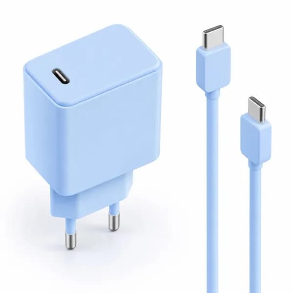 Nucle 팅글탱글 PD 20W 고속 충전기 + 60W C to C 초고속 케이블 스카이블루 1m 1세트