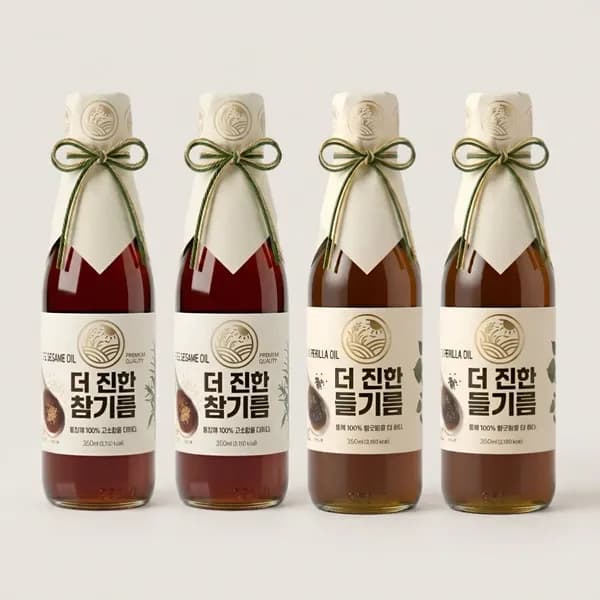 들녘 전통압착 통참깨100% 참기름 + 통들깨100% 들기름, 350ml, 2병, 2세트