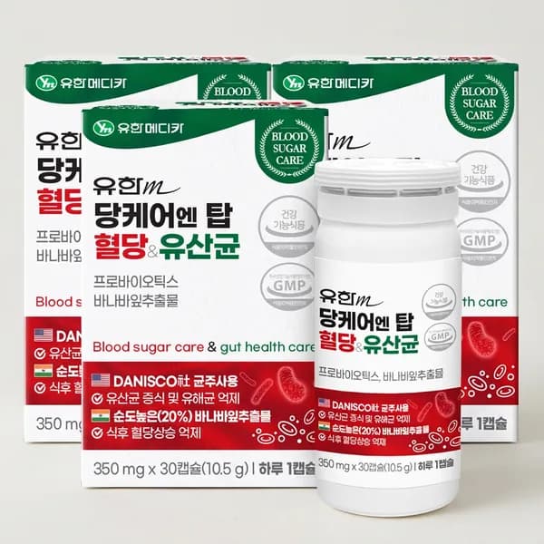 유한메디카 당케어 엔 탑 혈당&유산균 350mg 30캡슐 3개