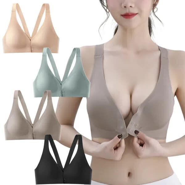앞후크 심리스브라 노와이어 패드내장형 속옷 브래지어 쳐진가슴 보정 브라렛
