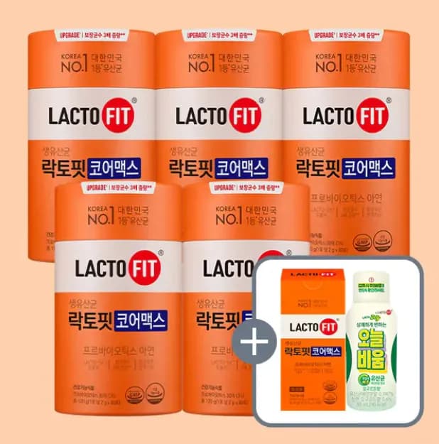 종근당건강 락토핏 코어맥스 60포 5통+코어맥스30포+오늘비움1병