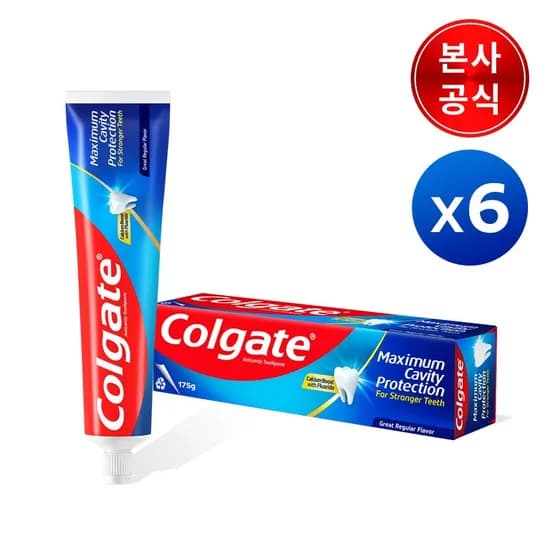 콜게이트 캐비티 프로텍션 175g 고불소치약 레귤러 6개