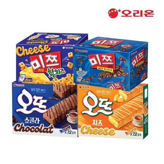 오리온 미쯔 황치즈6P+미쯔6P+오뜨쇼콜라12P+오뜨치즈12P