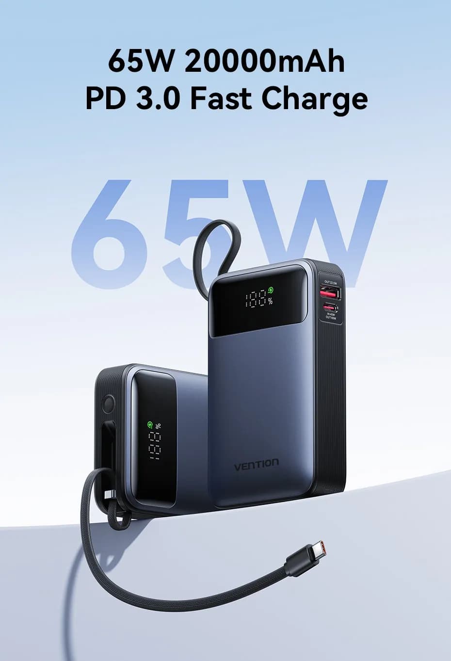 벤션 65W 파워뱅크 20000mAh 보조배터리