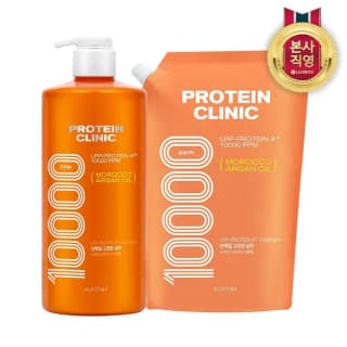 LG생활건강 엘라스틴 프로틴클리닉 10000 단백질 고영양 샴푸 플로럴머스크향 1000ml + 리필