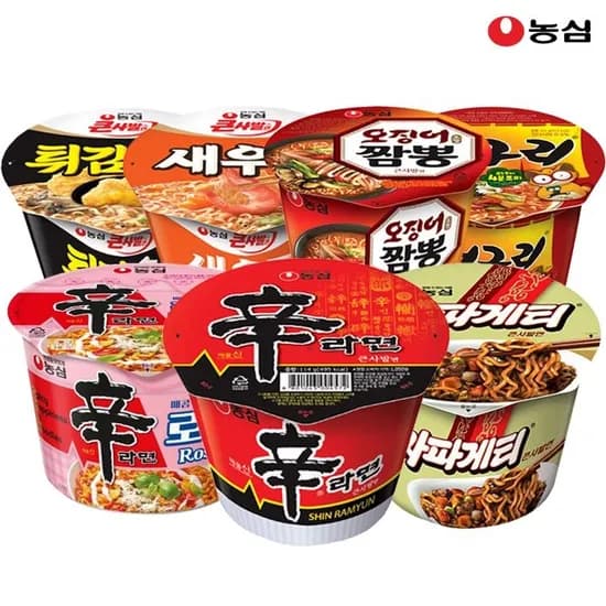 농심 큰사발4종 16개(신라면4+새우탕4+튀김우동4+너구리4)