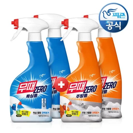 피죤 무때Zero 세정제 500mlx2+2개P (총4개)