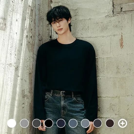 지오다노 코튼 저지 크루넥 솔리드 긴팔티