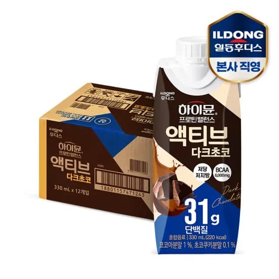 하이뮨 프로틴 밸런스 액티브 다크초코 330ml, 24개