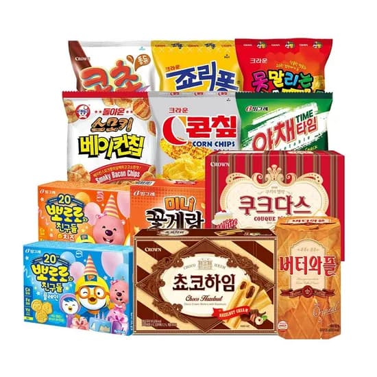 빙그레 베이컨칩 70g 3개+못말리는 신짱 120g 3개+콘칲 148g 4개