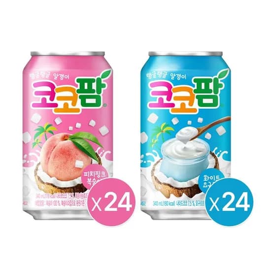 코코팜 피치핑크 340ml 24개+화이트 340ml 24개