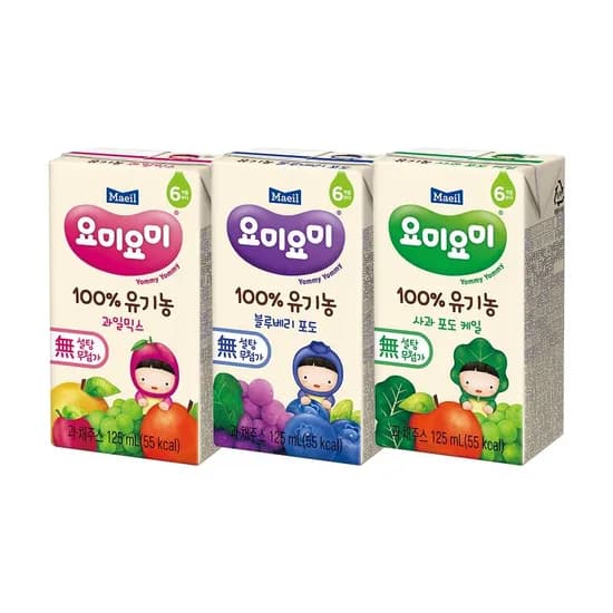 매일 요미주스 3종 과일믹스 블루베리포도 사과포도케일 125ml 24팩