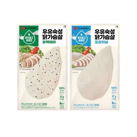 마니커에프앤지 우유숙성 냉장 닭가슴살 오리지널맛, 110g, 21개
