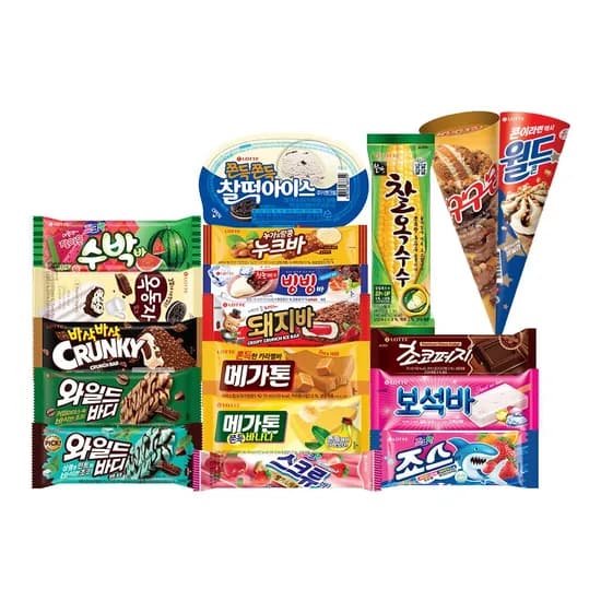 롯데 바류 아이스크림 10종 x 5개 (아맛나/돼지바/메가톤/와일드바디/빙빙바 등)